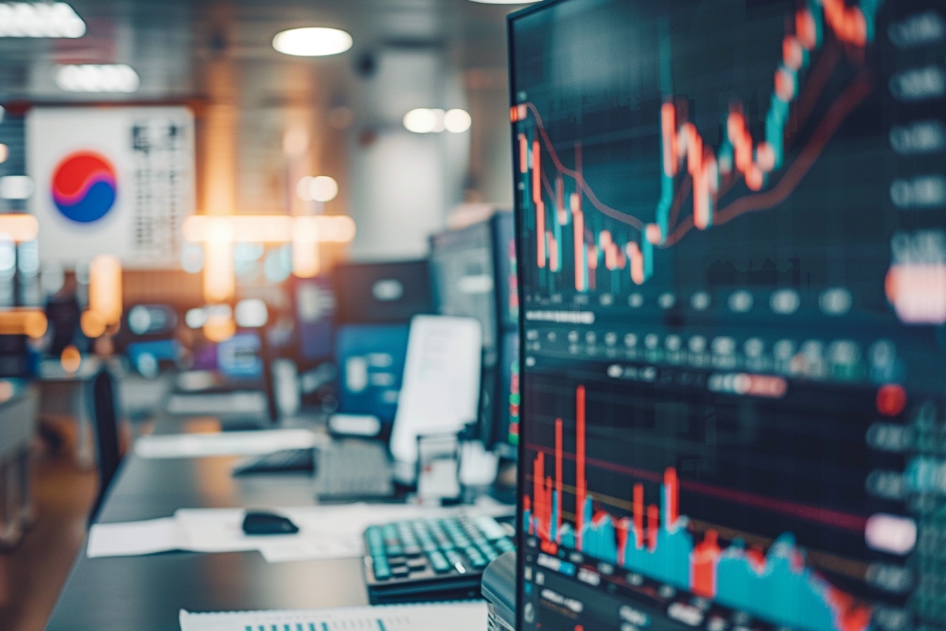 Kospi : graphique montrant la hausse de l'indice boursier Kospi à Séoul