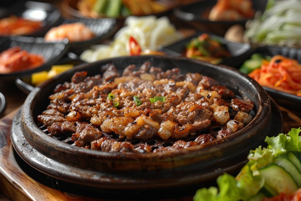 bulgogi : plat de Bulgogi coréen avec viande marinée et légumes