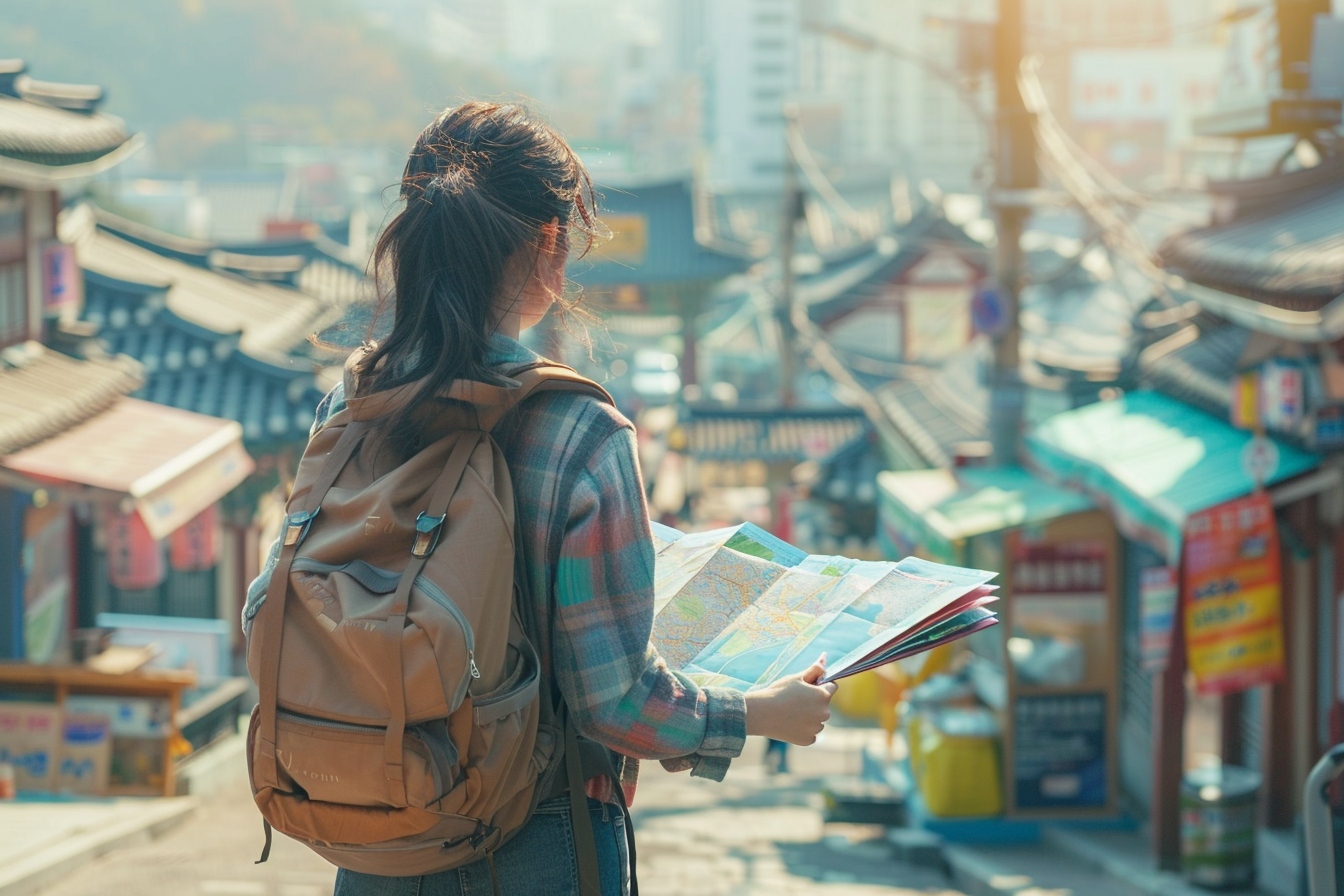 Corée du Sud : vue panoramique d'une ville moderne mêlée à des éléments traditionnels coréens