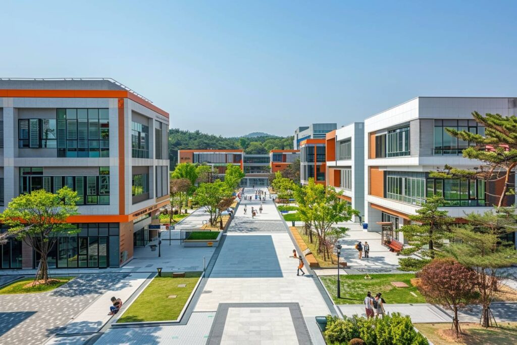 universités à Séoul : vue panoramique d'un campus universitaire moderne à Séoul