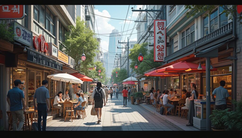 quartiers de Séoul : vue aérienne d'un quartier animé de Séoul