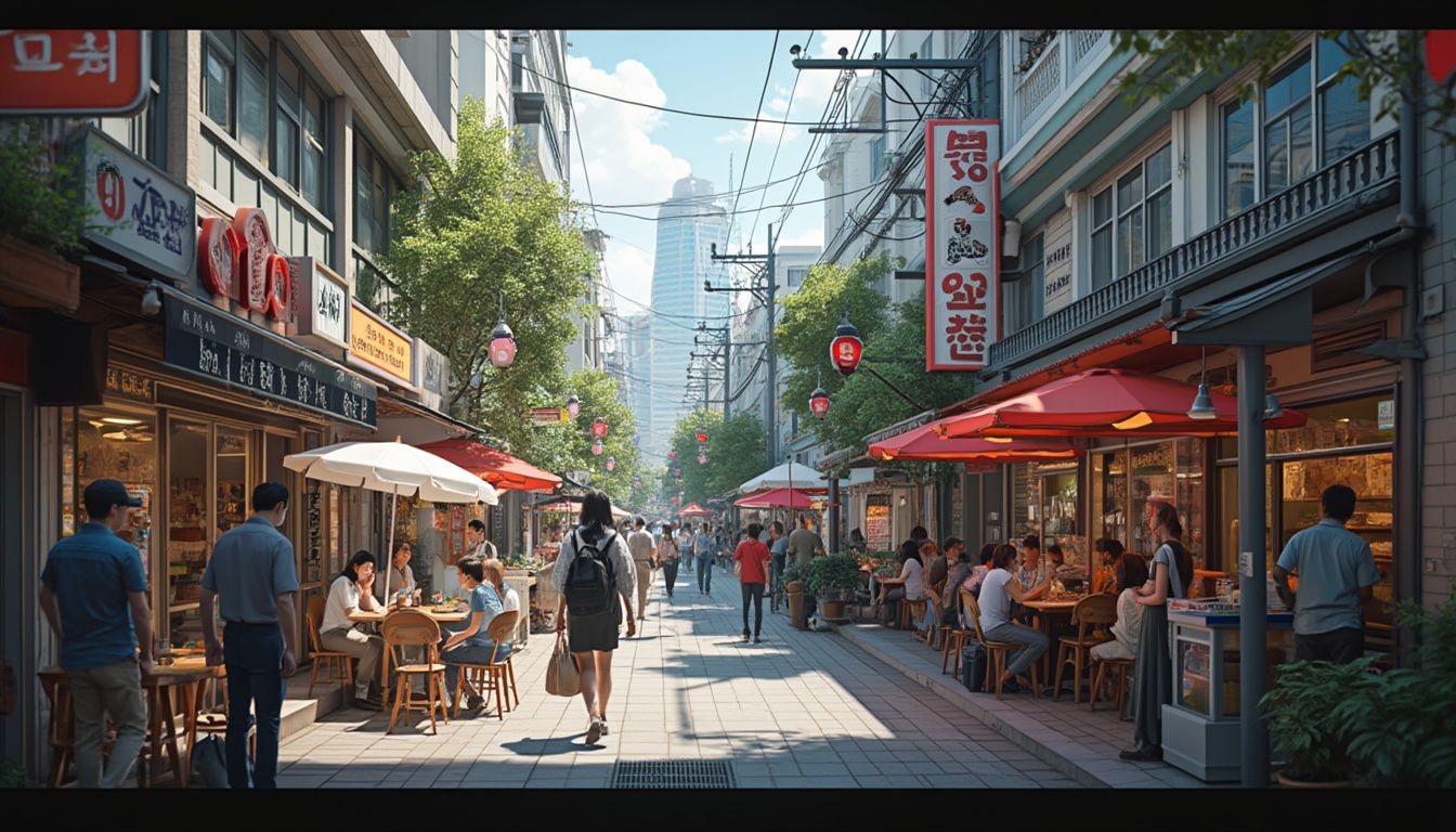 quartiers de Séoul : vue aérienne d'un quartier animé de Séoul