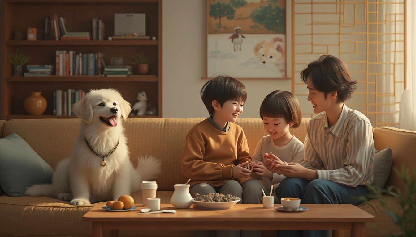 animal de compagnie : un chien avec un collier et une laisse dans un parc coréen