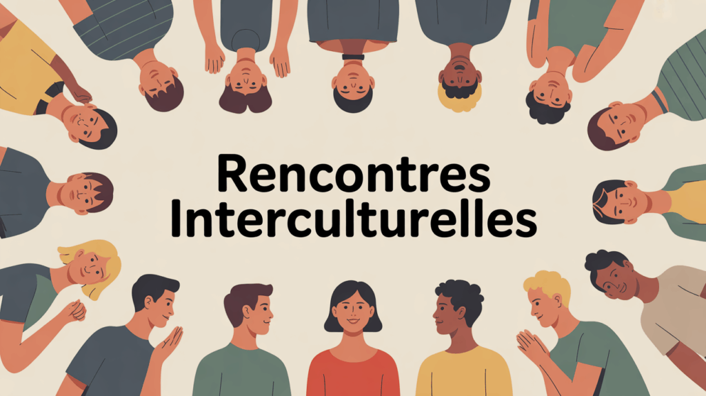 Rencontres interculturelles, personnages multiculturels discutant