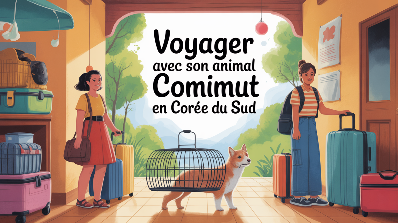 Voyager avec son animal en Coree du Sud illustration carte