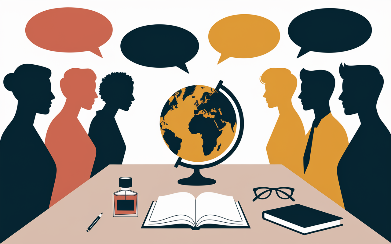 al Khalis culture personnes table flacon livre globe