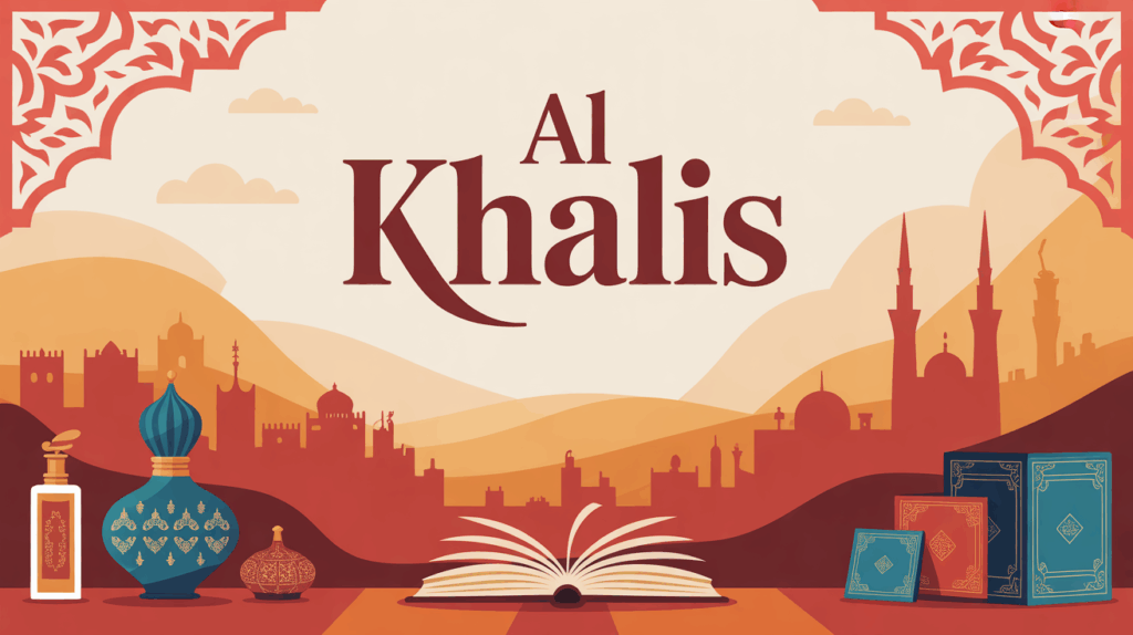 Illustration al Khalis paysage irakien flacon parfum livre