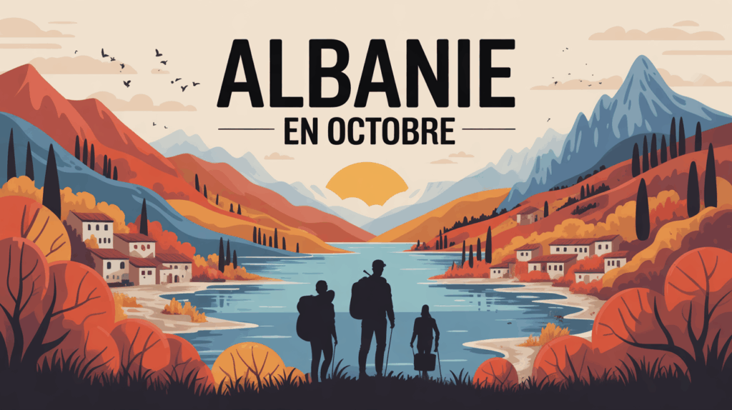 Paysage automnal Albanie montagnes riviera couleurs chaudes