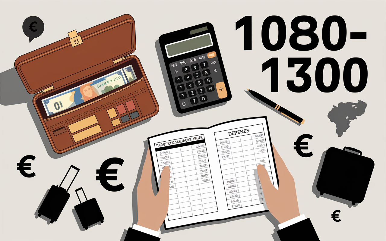 Illustration budget voyage Albanie depenses et billets en euros