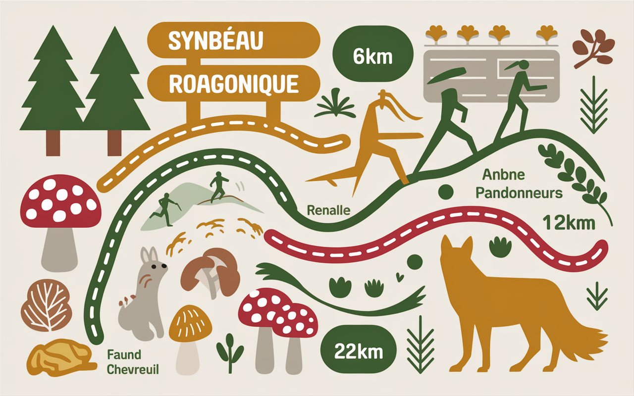 Carte illustrée parcours randonnée Rechimont