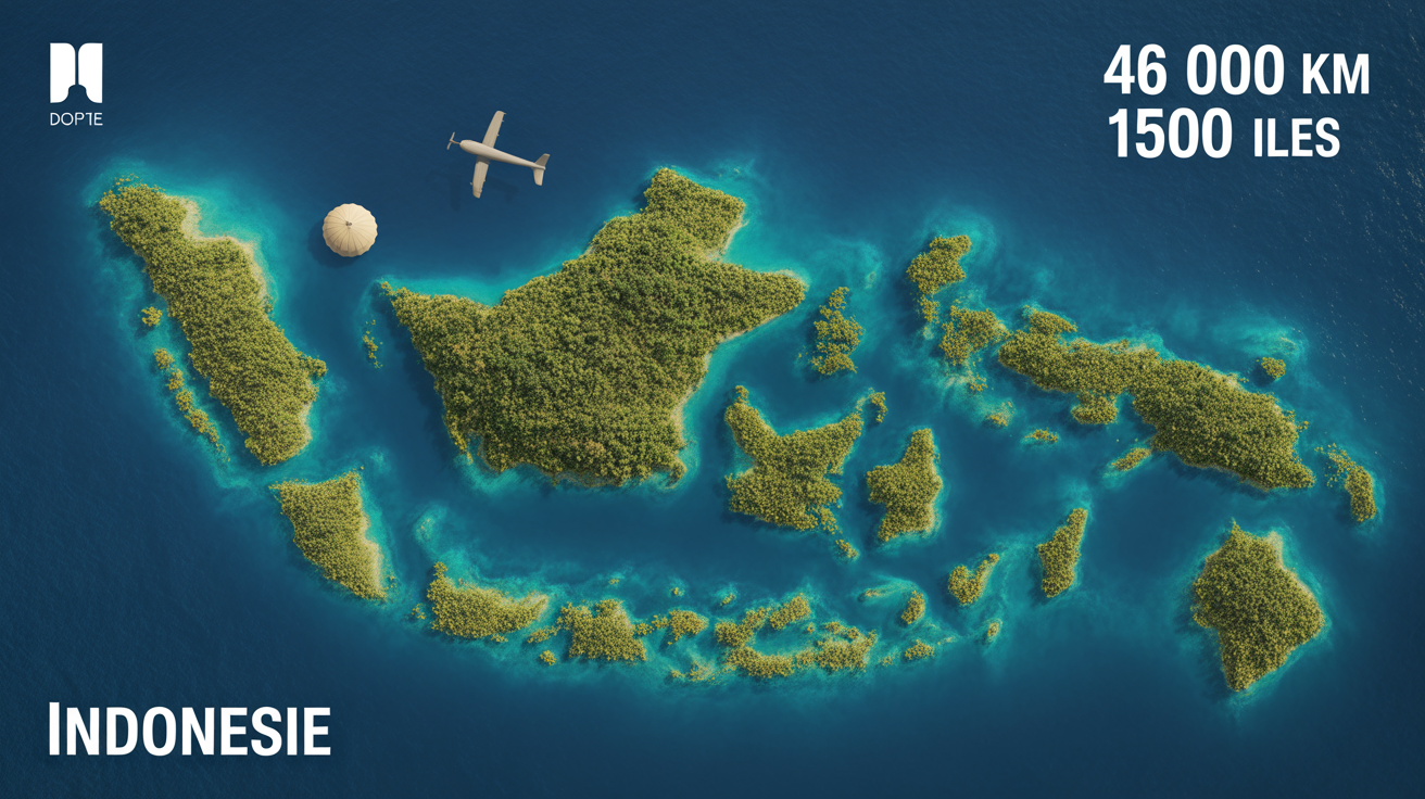 Carte stylisée Raja Ampat archipel isolé Indonésie