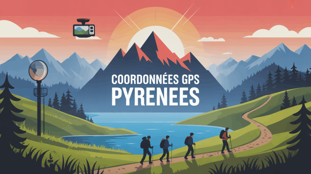 Illustration coordonnees GPS Pyrenees paysage montagne lac