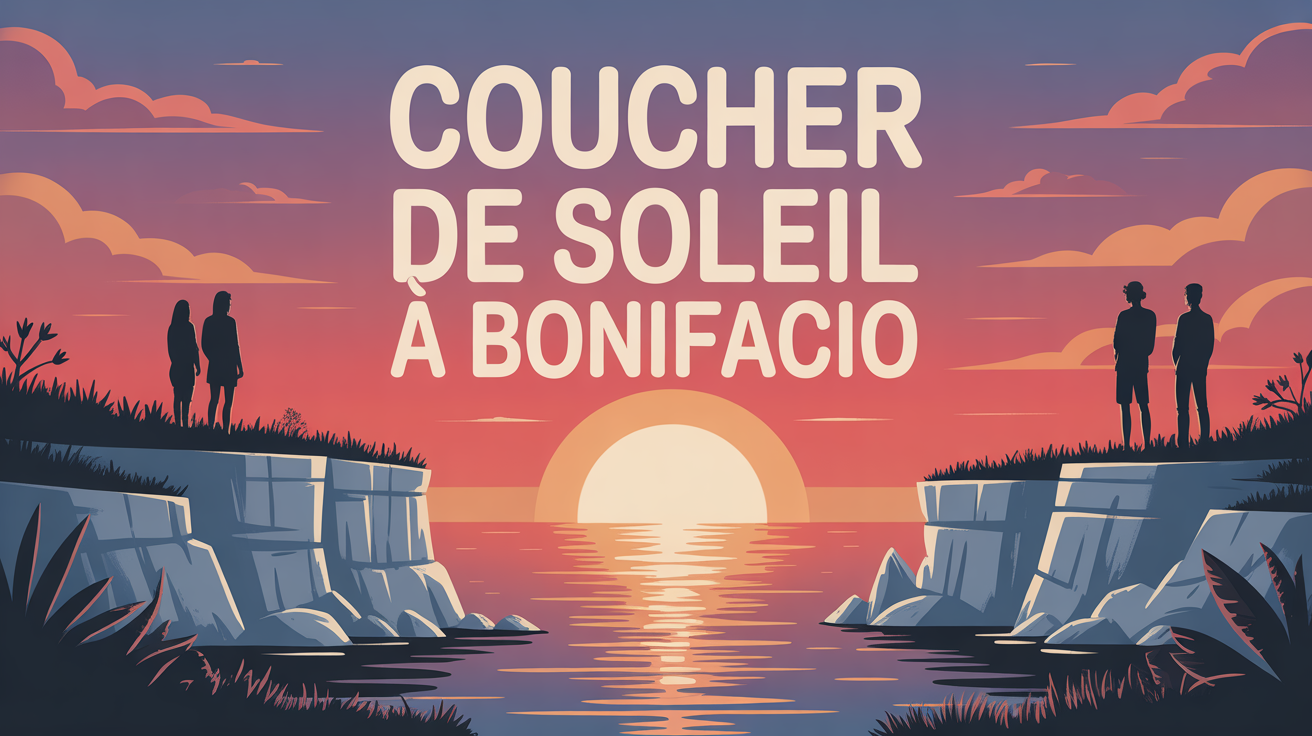 Coucher de soleil sur falaises blanches Bonifacio vue mer