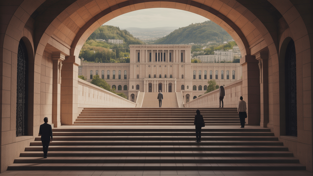 Escaliers pierre temple Besakih panorama Bali