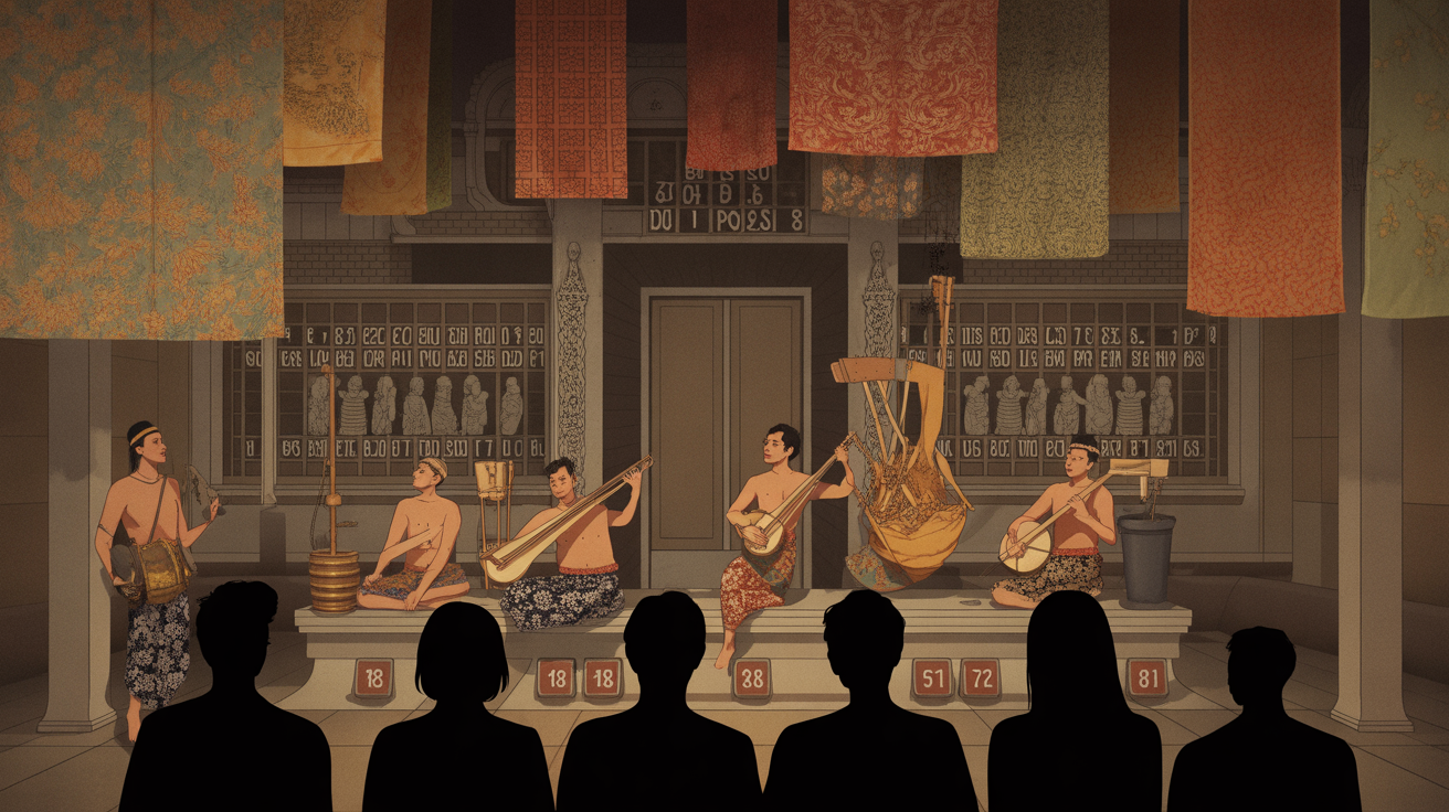 scene culturelle Java temple gamelan batik ambiance traditionnelle