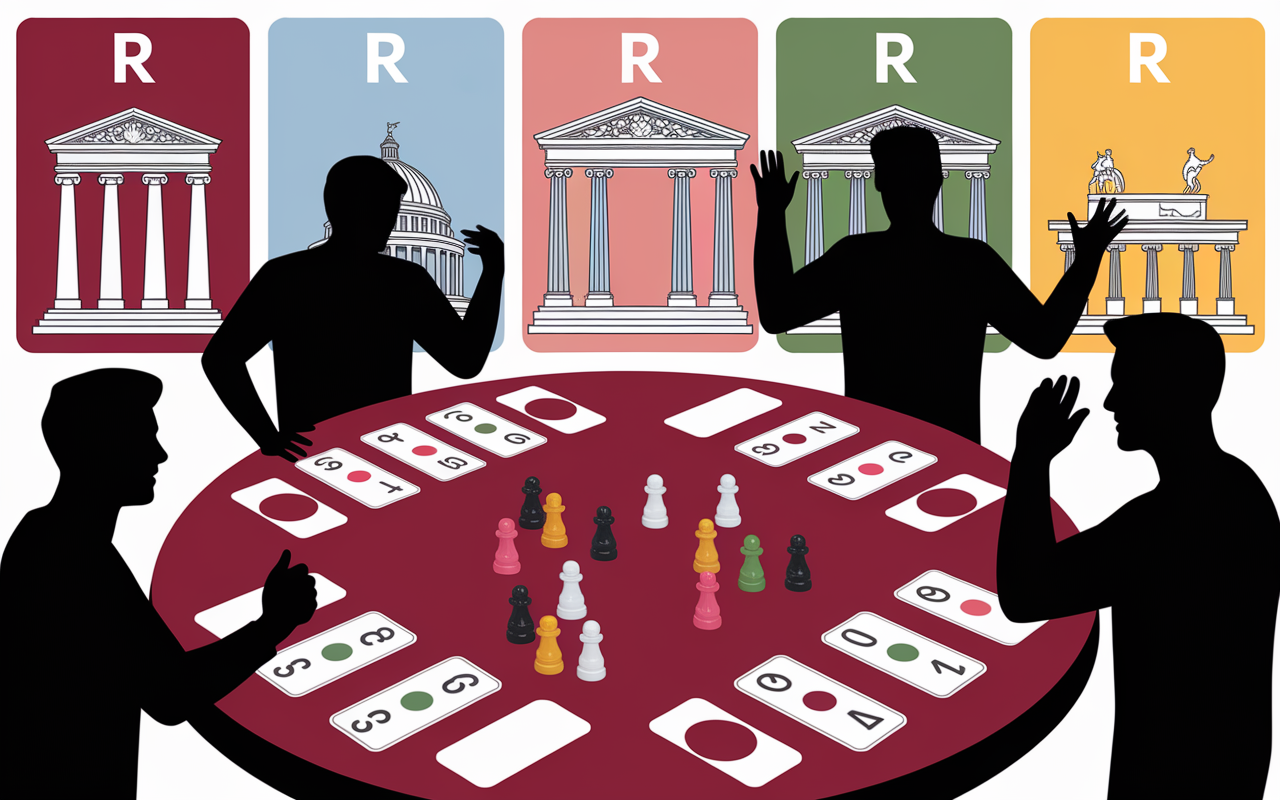 Table de jeu, monuments en R et ambiance ludique