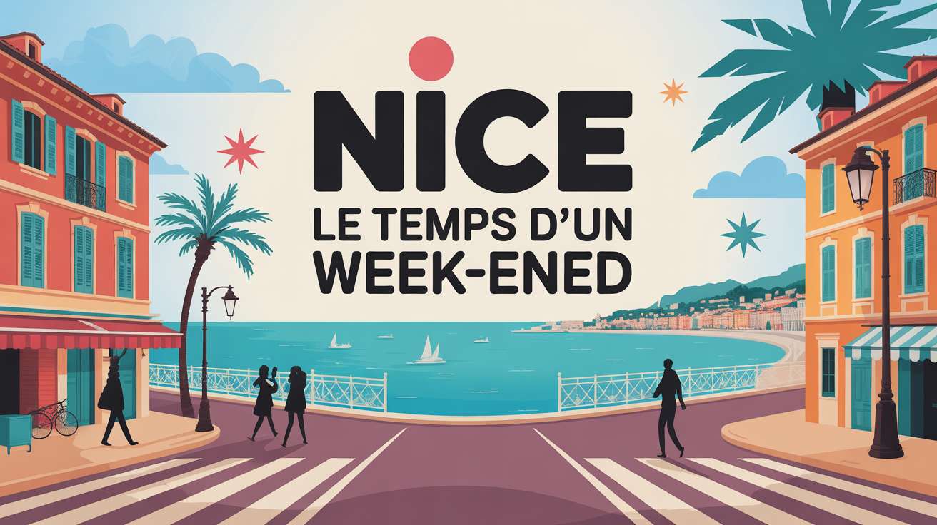 Illustration de Nice week end rues colorees, mer et marches mediterraneens