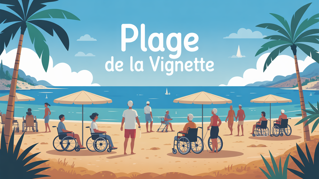 Plage de la Vignette accesible Mediterranee familles et fauteuils roulants