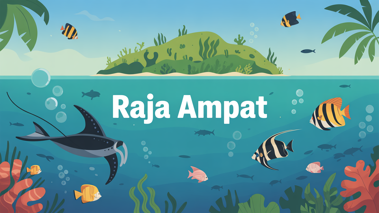 Raja Ampat archipel tropical illustration vue d'ensemble