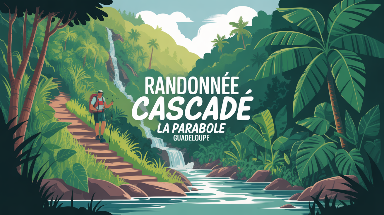 Sentier tropical luxuriant cascade Parabole Guadeloupe