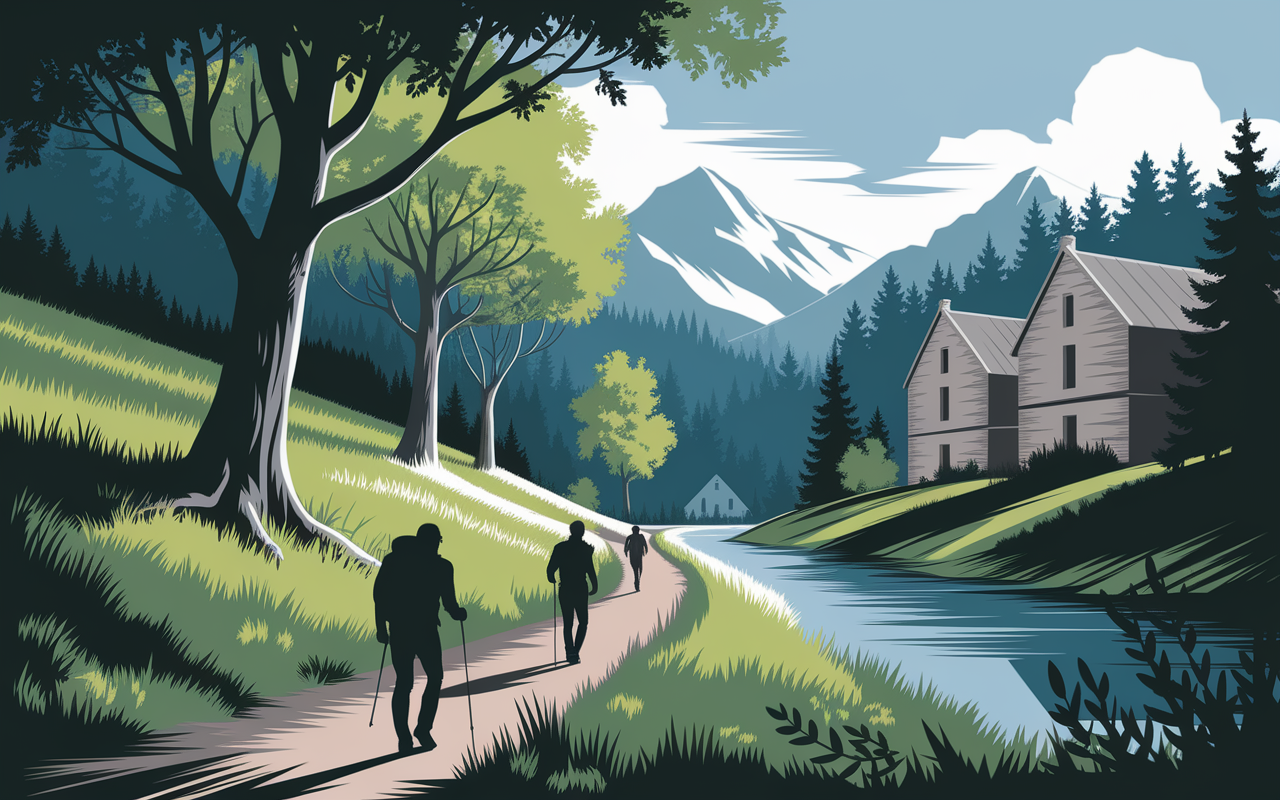 Sentier forestier lavoir randonneurs Rechimont