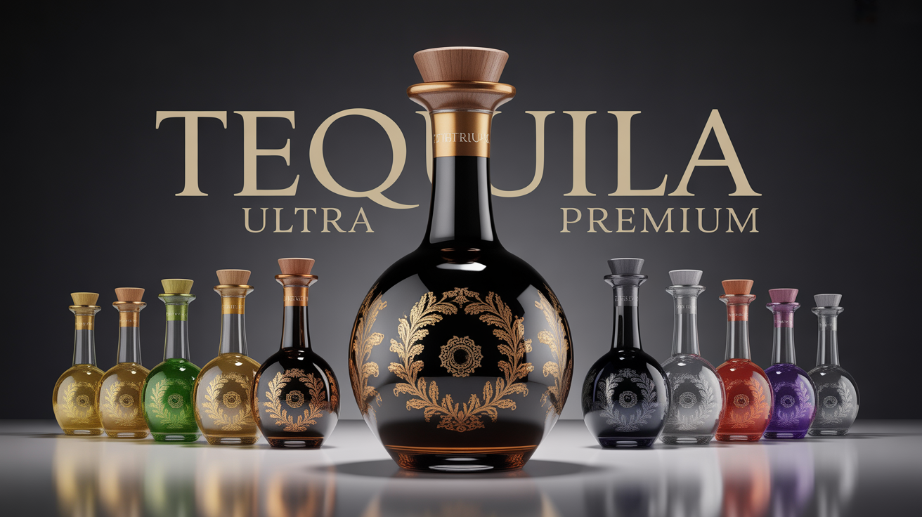 Carafe tequila ultra premium peinte main or argent