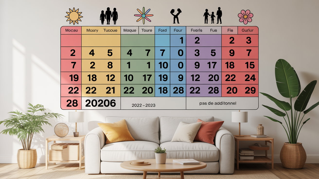Calendrier mural vacances scolaires Japon 2025 2026