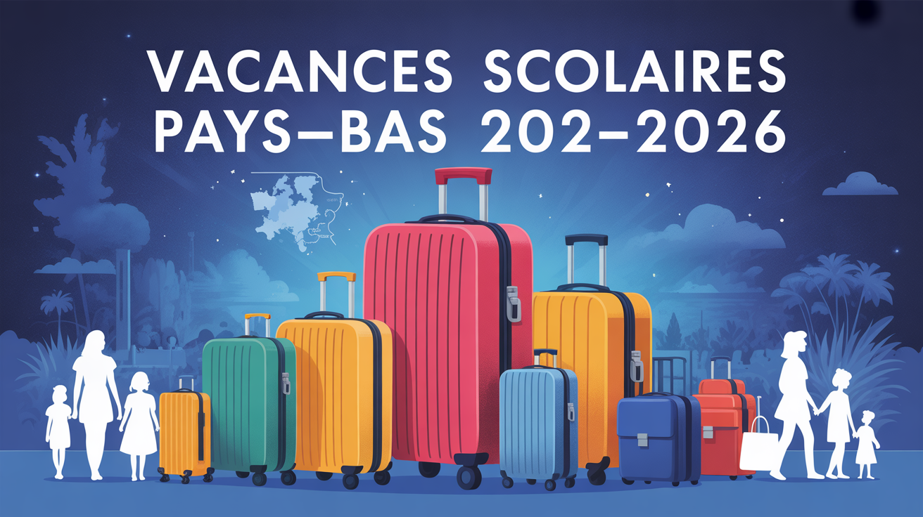 vacances scolaires Pays-Bas 2025 2026 calendrier illustration famille