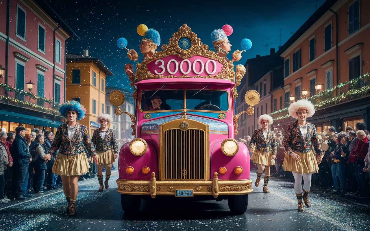 Acireale Sicile authentique carnaval chars costumes confettis foule