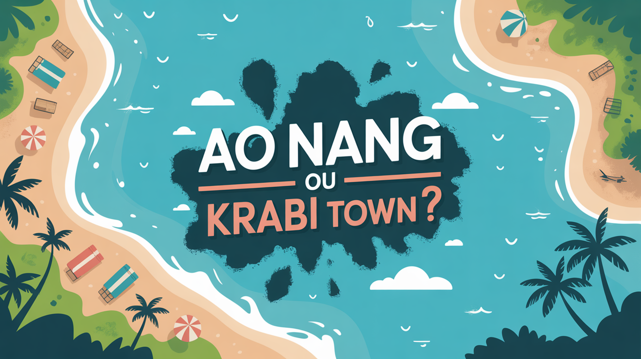 Carte stylisée Ao Nang Krabi Town plages mer Andaman