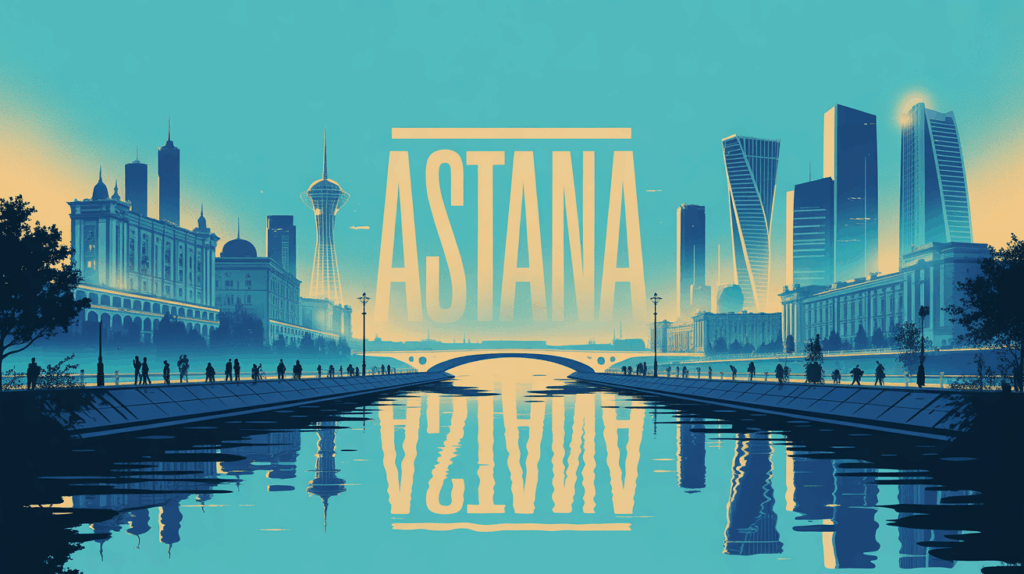 Vue stylisee Astana gratte-ciel et buildings modernes