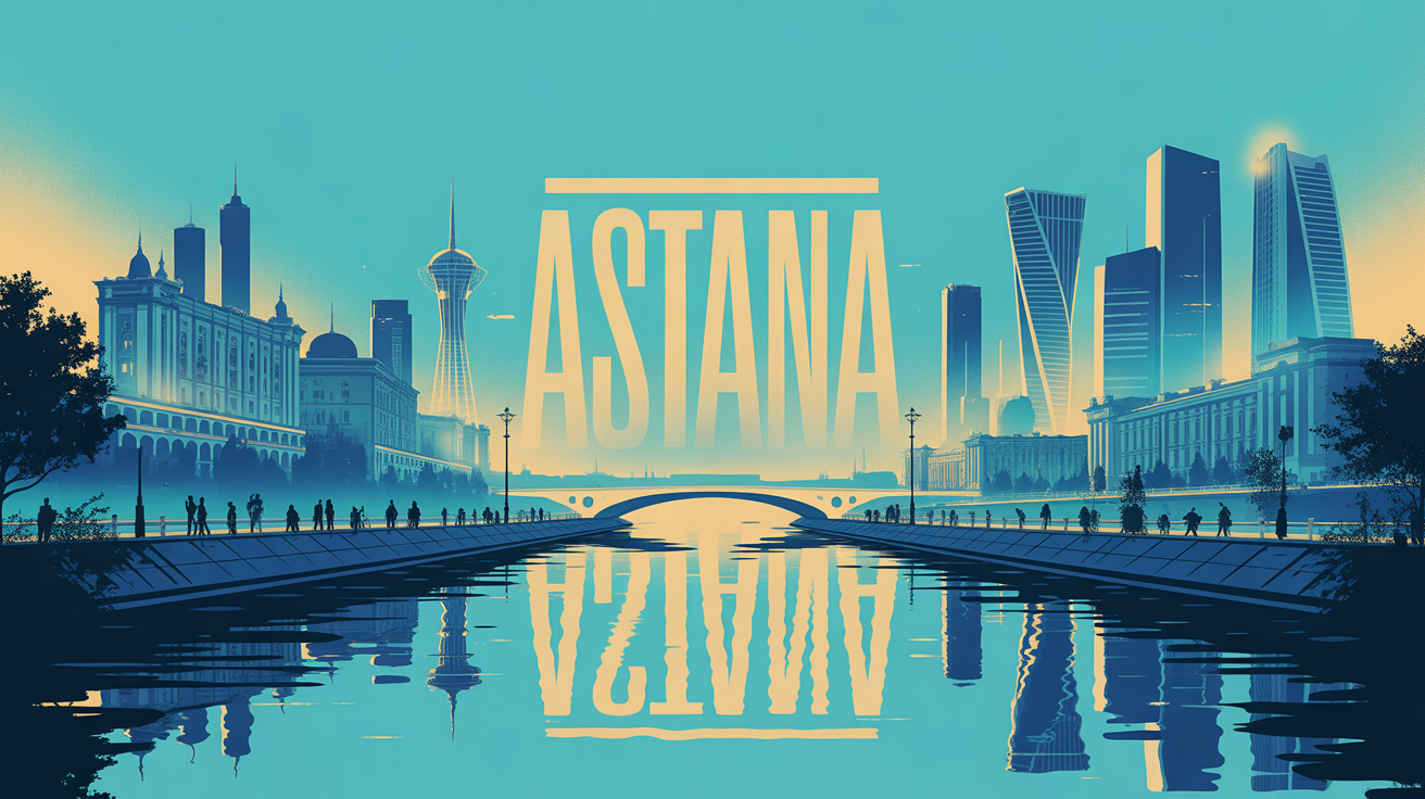 Vue stylisee Astana gratte-ciel et buildings modernes