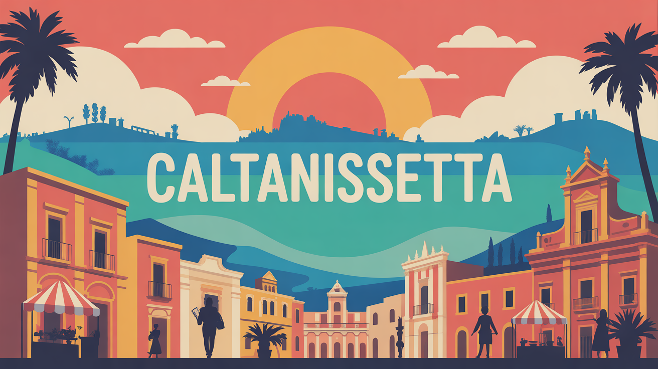 Paysage urbain estival Caltanissetta Sicile baroque