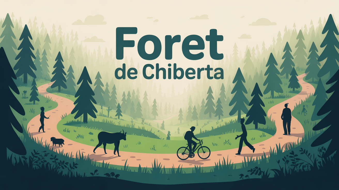 Illustration foret de Chiberta sentiers cyclistes promeneurs animaux