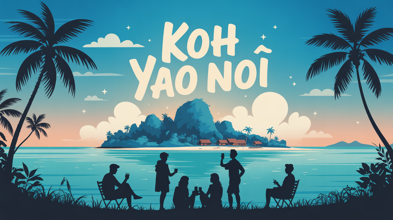 Koh Yao Noi vue stylisée île calme tranquille palmiers rizières village mer voyageurs