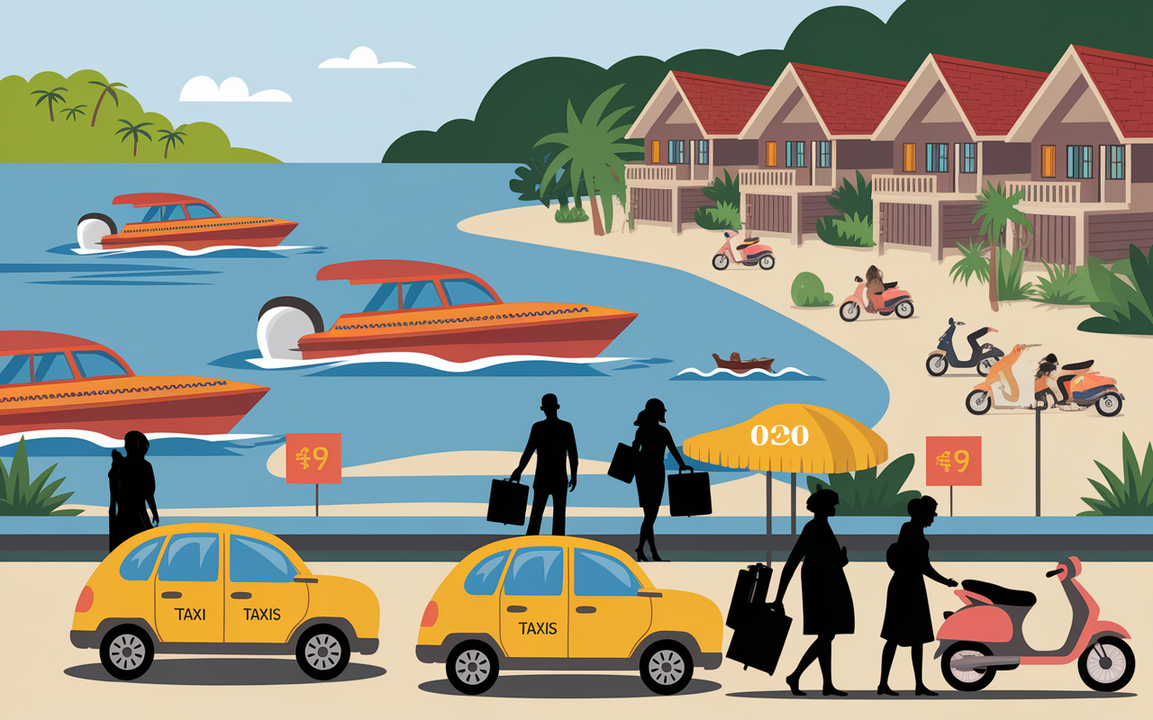 Port Koh Yao Noi bateau voyageurs taxi scooter vélo