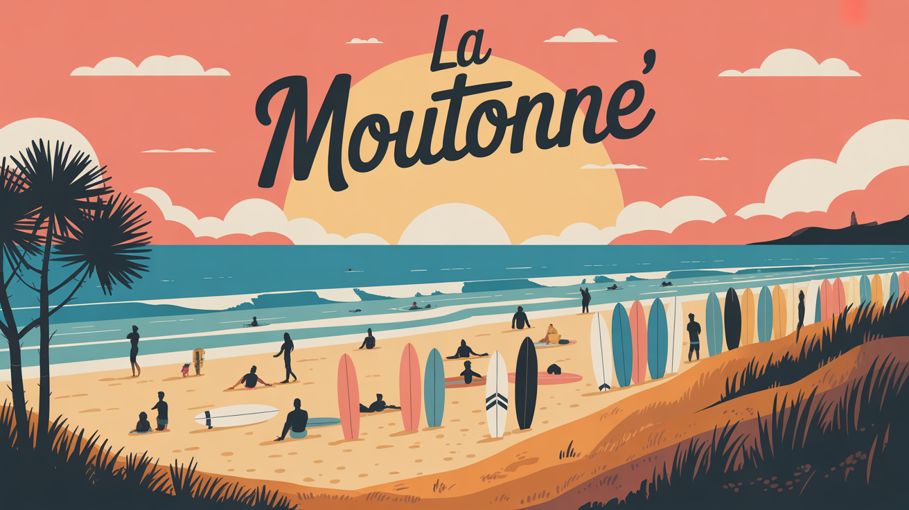 Illustration plage La Moutonne surf sud-ouest