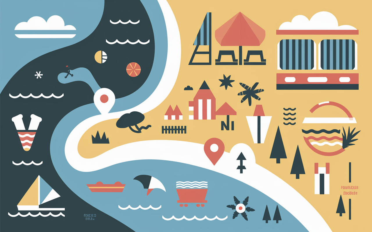 Carte stylisée accès plage La Moutonne