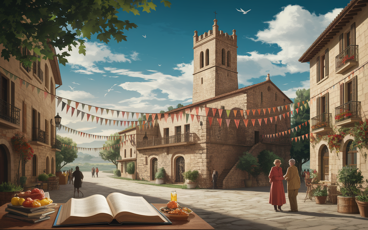 Vieux clocher marche artisanal fete catalane Puigcerda