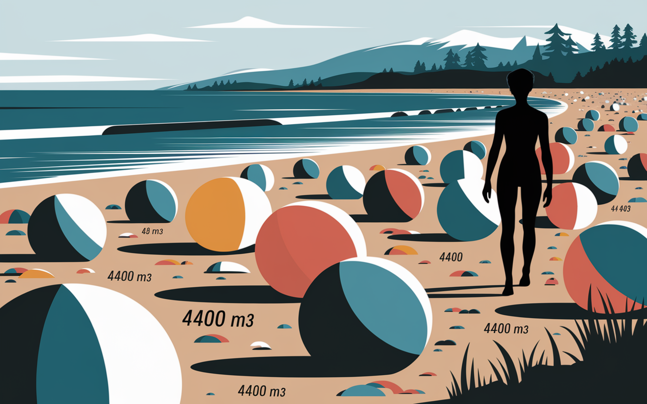 Illustration plage de galets ronds et chiffres geologiques