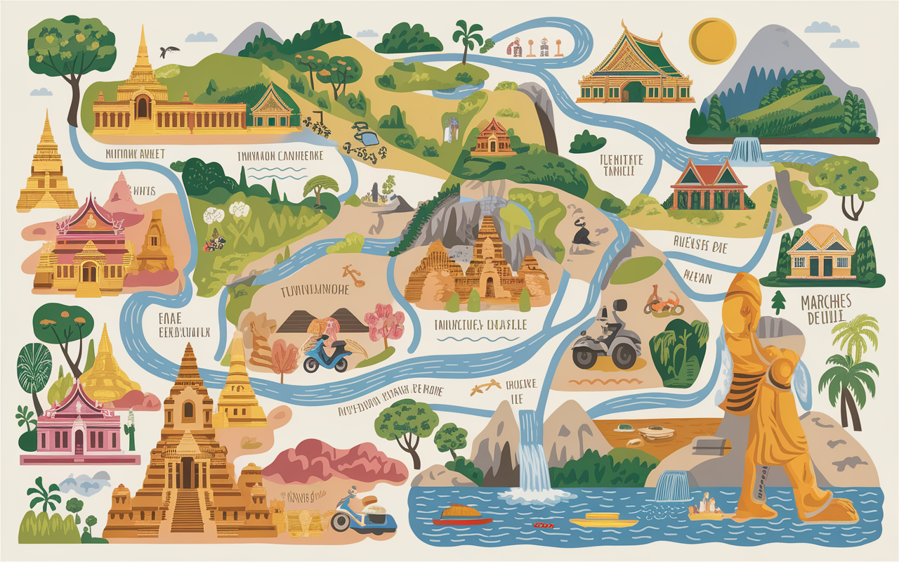 Carte Chiang Rai temples marchés activités scooter