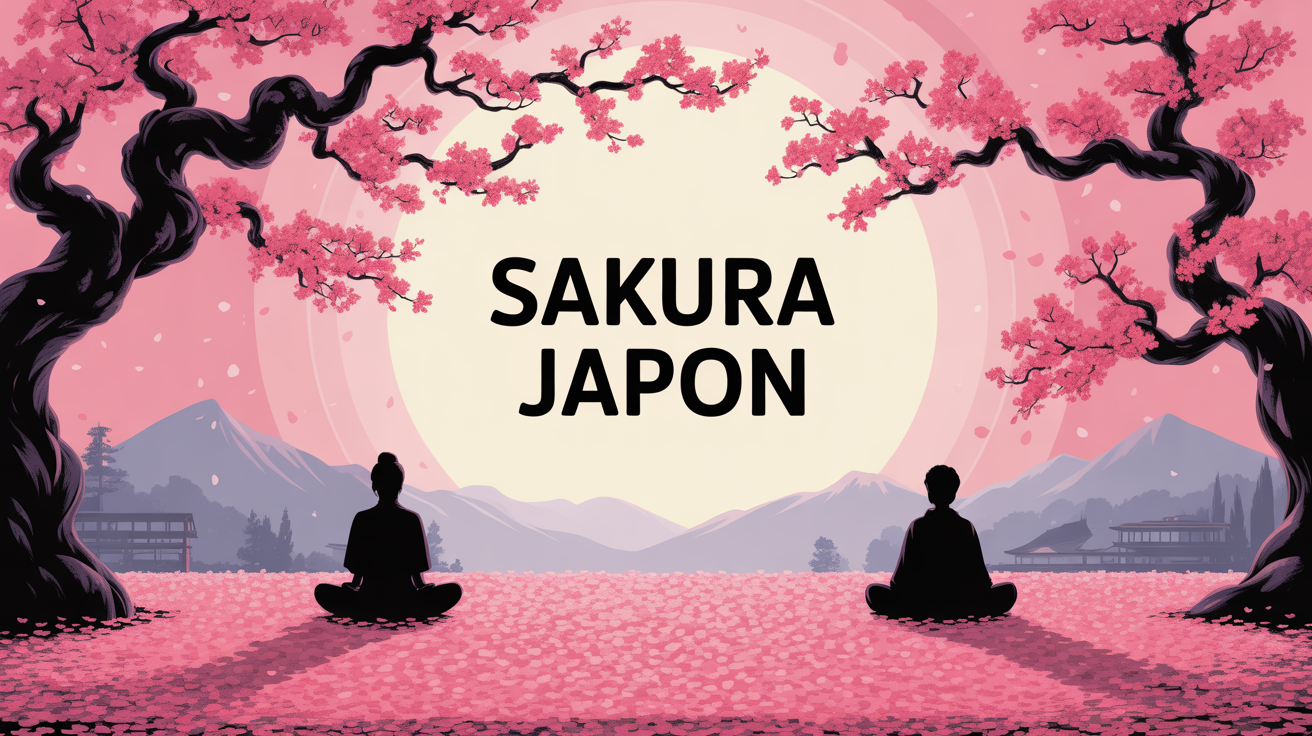 Grand cerisier japonais en fleurs, ambiance hanami printemps