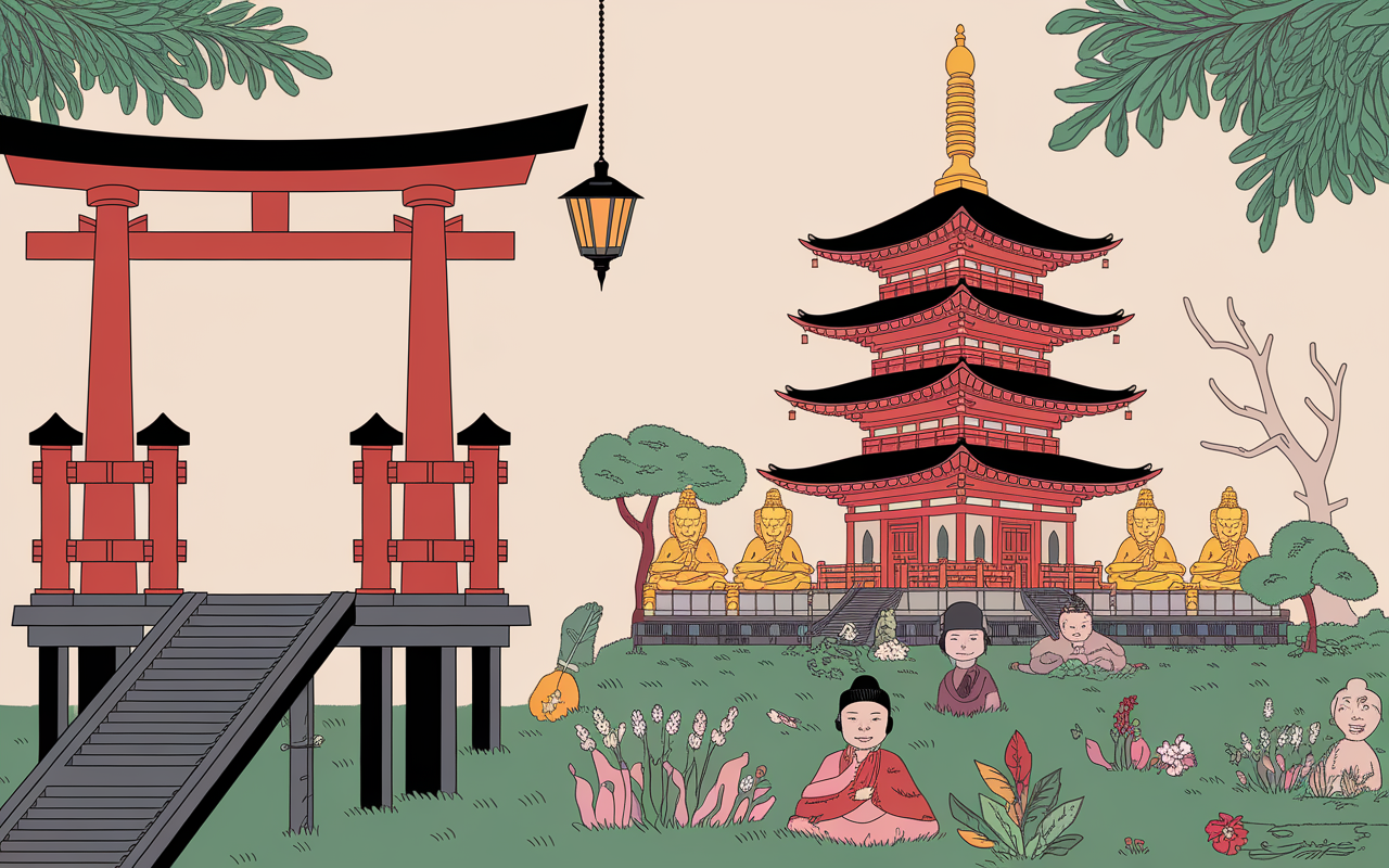 Sanctuaire pagode cerf Miyajima patrimoine Japon