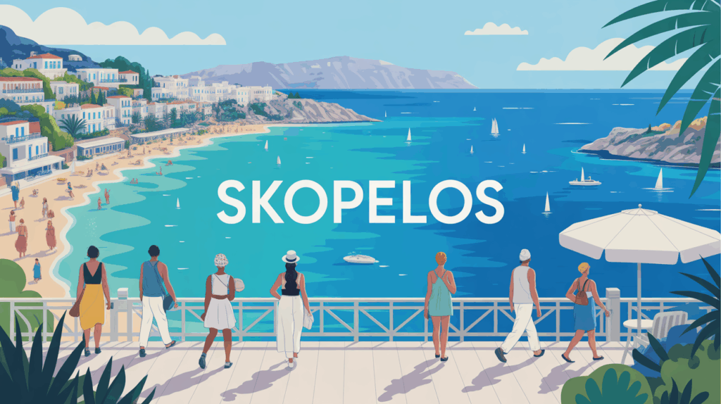 Illustration Skopelos ile plages pins mer Egée