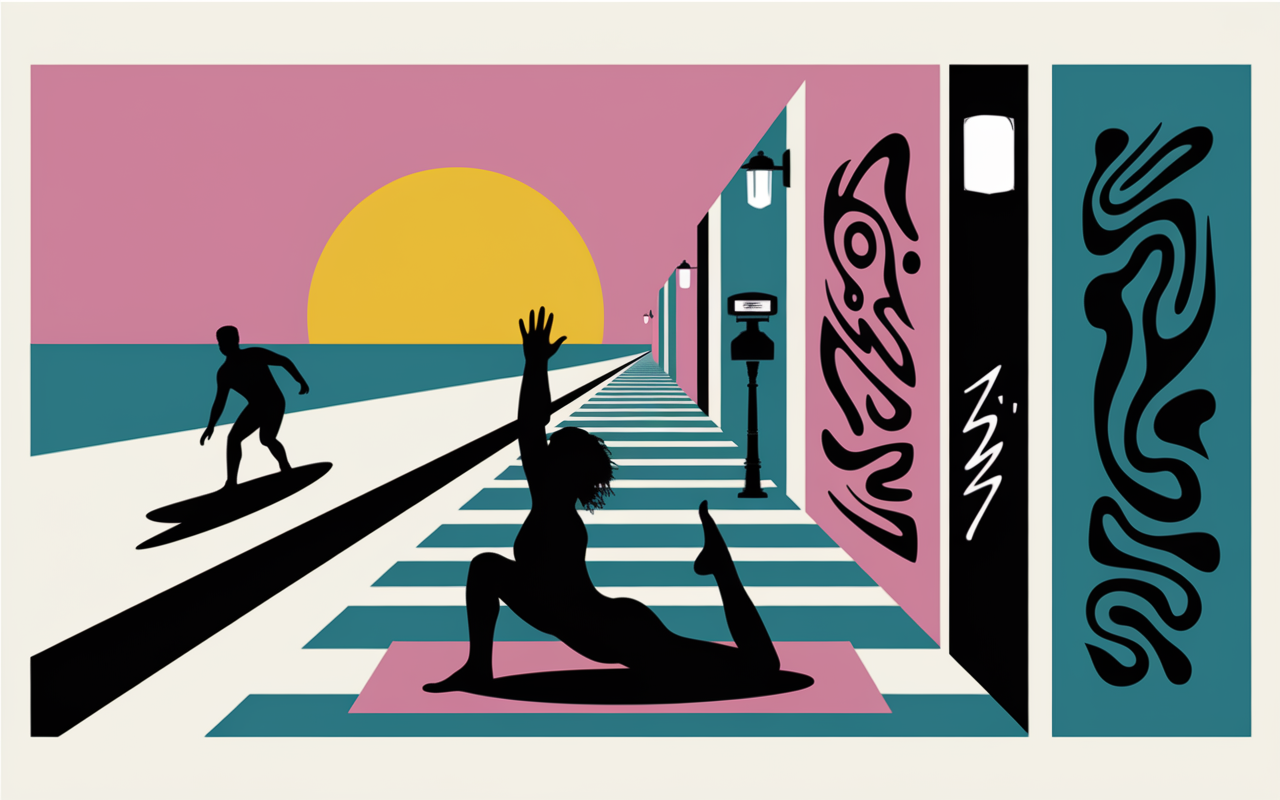Surfeurs, yoga et street art Taghazout plage