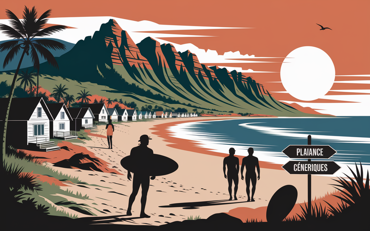 Village pêcheurs Taghazout, plage et montagnes