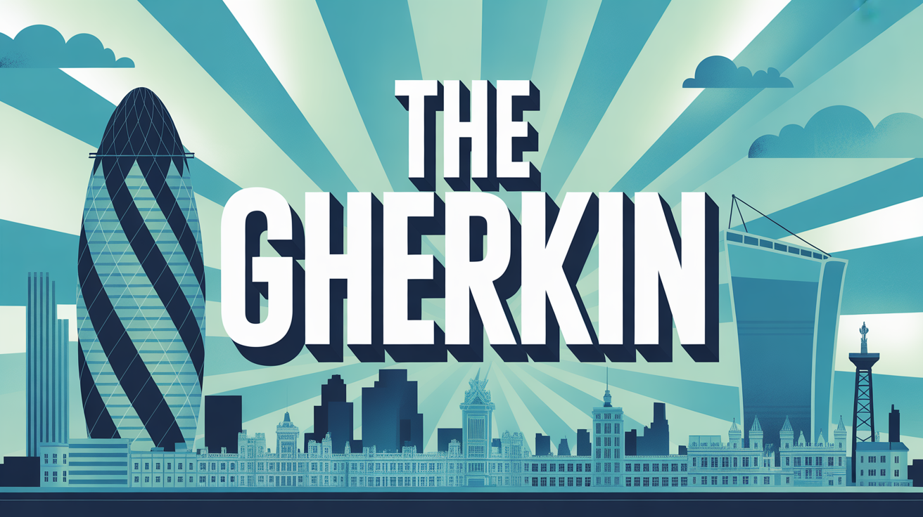 Illustration skyline urbaine avec The Gherkin tour à Londres