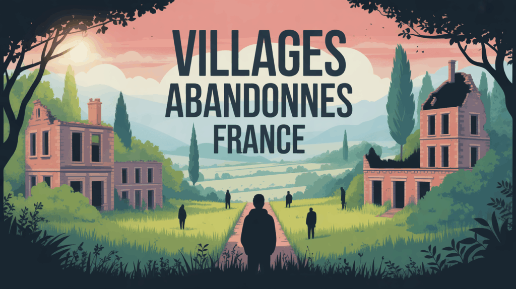 village abandonné et nature en france illustration