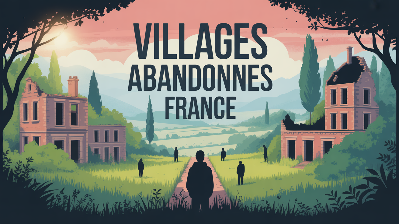 village abandonné et nature en france illustration