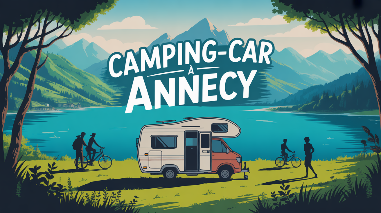 Camping-car à Annecy aire stationnée près du lac et montagnes